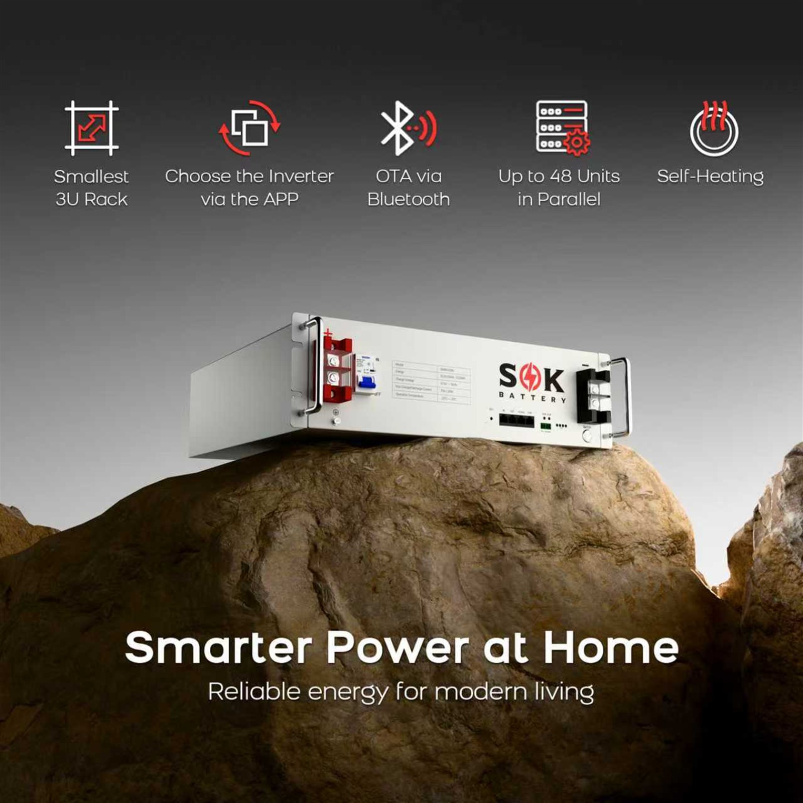 SOK SK48V100N 48V 100Ah 3U Rack LiFePO4 Battery SOK SK48V100N 48V 100Ah 3U rack LiFePO4 battery